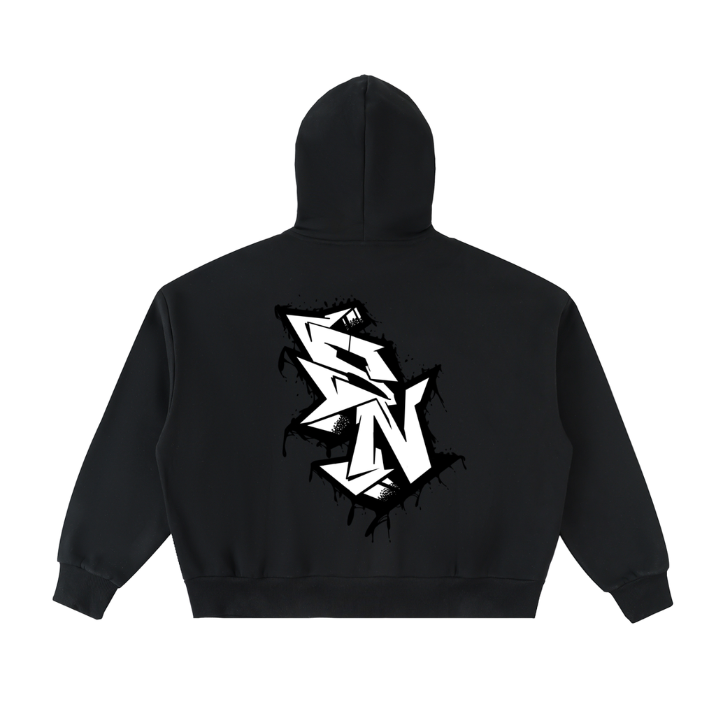 “SN Emblem” Fleeced Full-Zip Boxy Hoodie