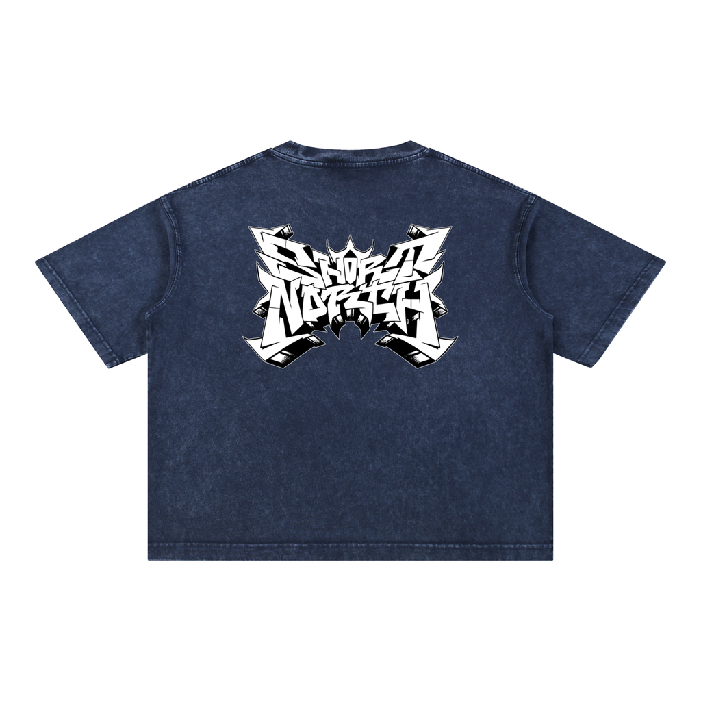 "Short North x SN Logo" Mineral Wash Boxy Cotton Tee