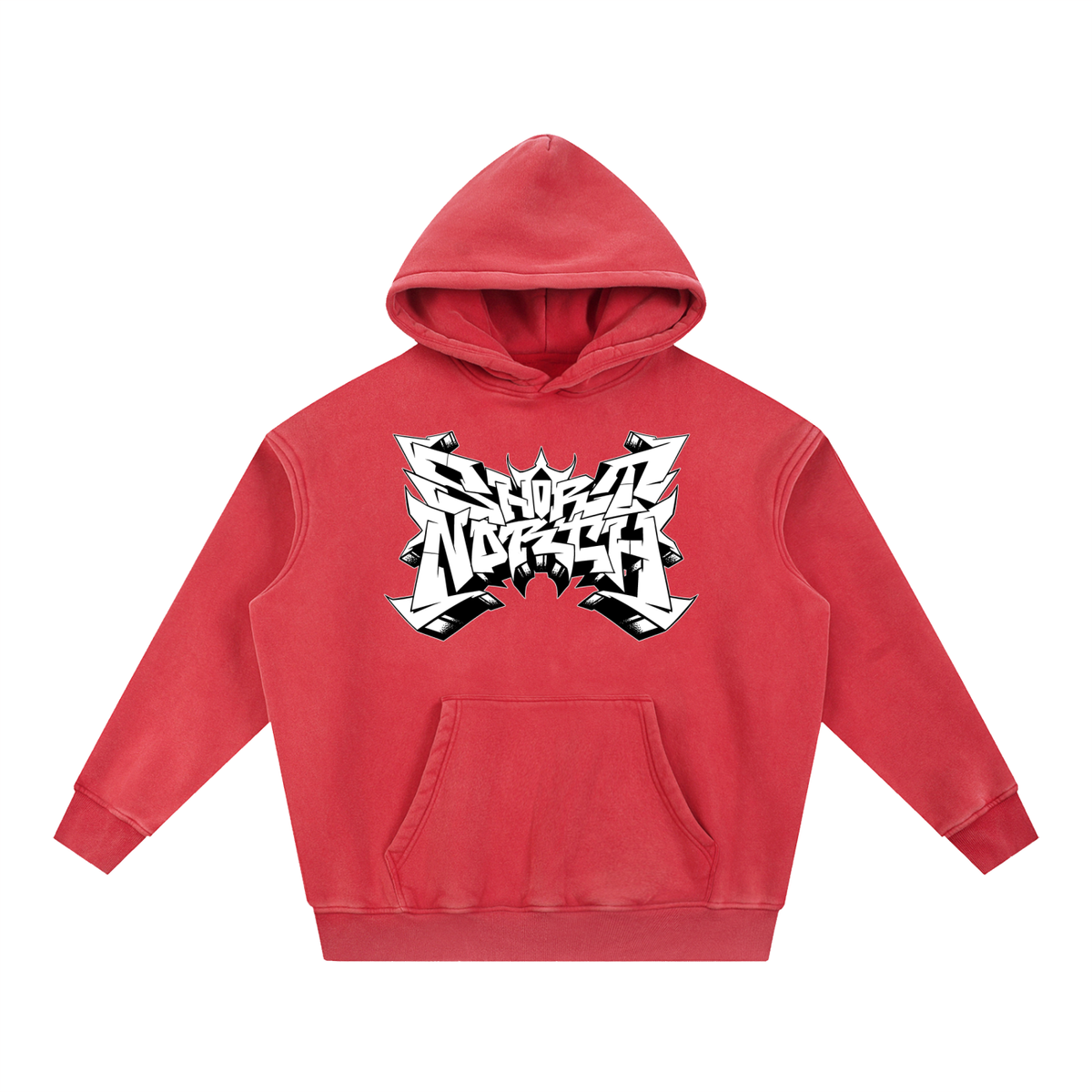 "Short North" Logo Snow Wash Fleece Oversize Hoodie