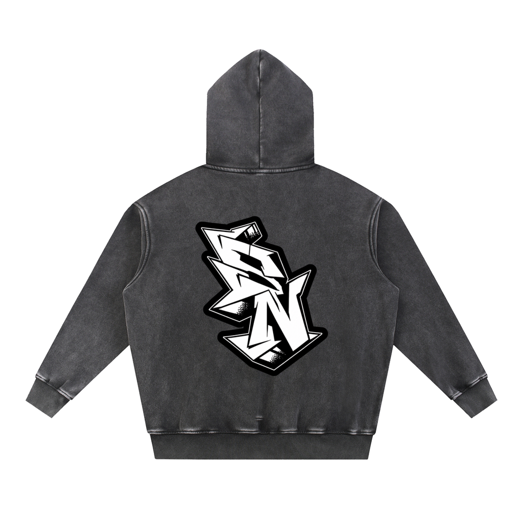 "Short North" Logo Snow Wash Fleece Oversize Hoodie