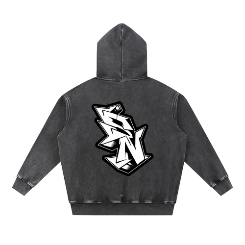 "Short North" Logo Snow Wash Fleece Oversize Hoodie