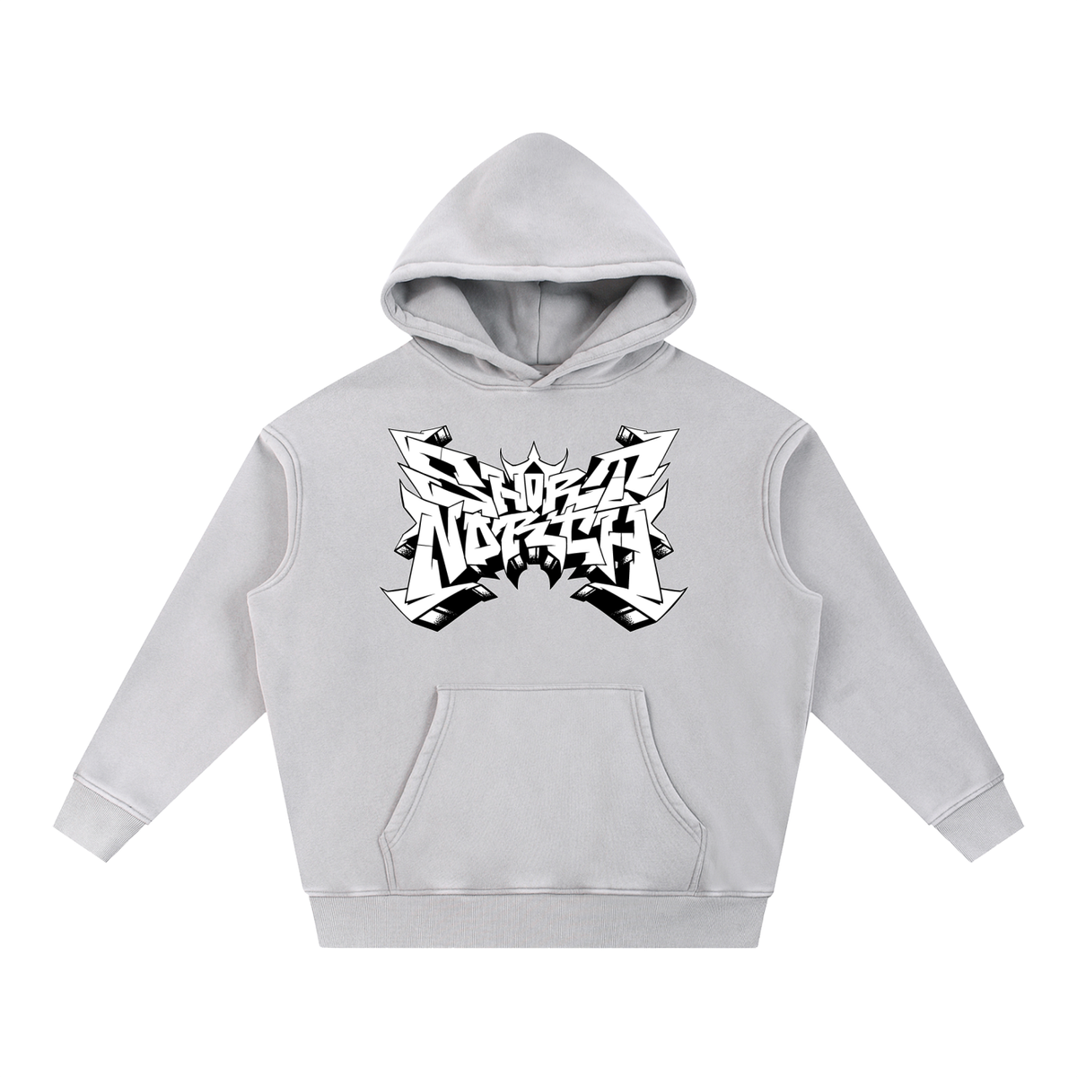 "Short North" Logo Snow Wash Fleece Oversize Hoodie