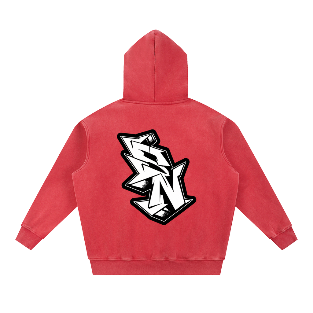 "Short North" Logo Snow Wash Fleece Oversize Hoodie
