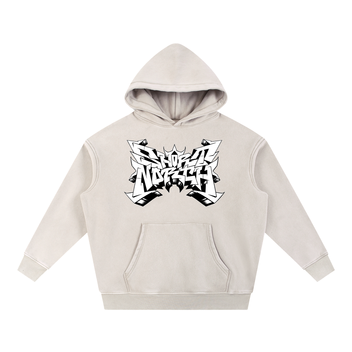 "Short North" Logo Snow Wash Fleece Oversize Hoodie