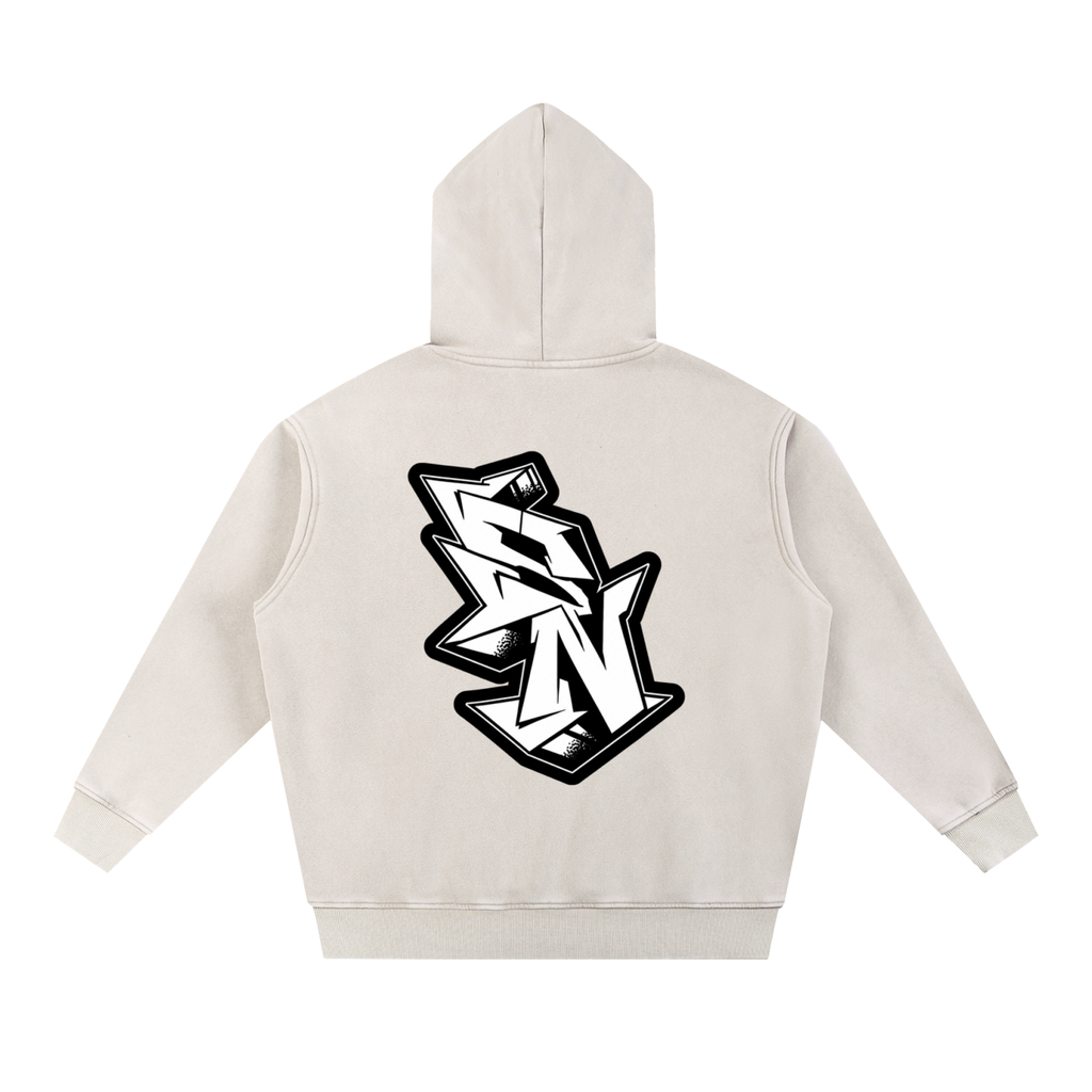 "Short North" Logo Snow Wash Fleece Oversize Hoodie