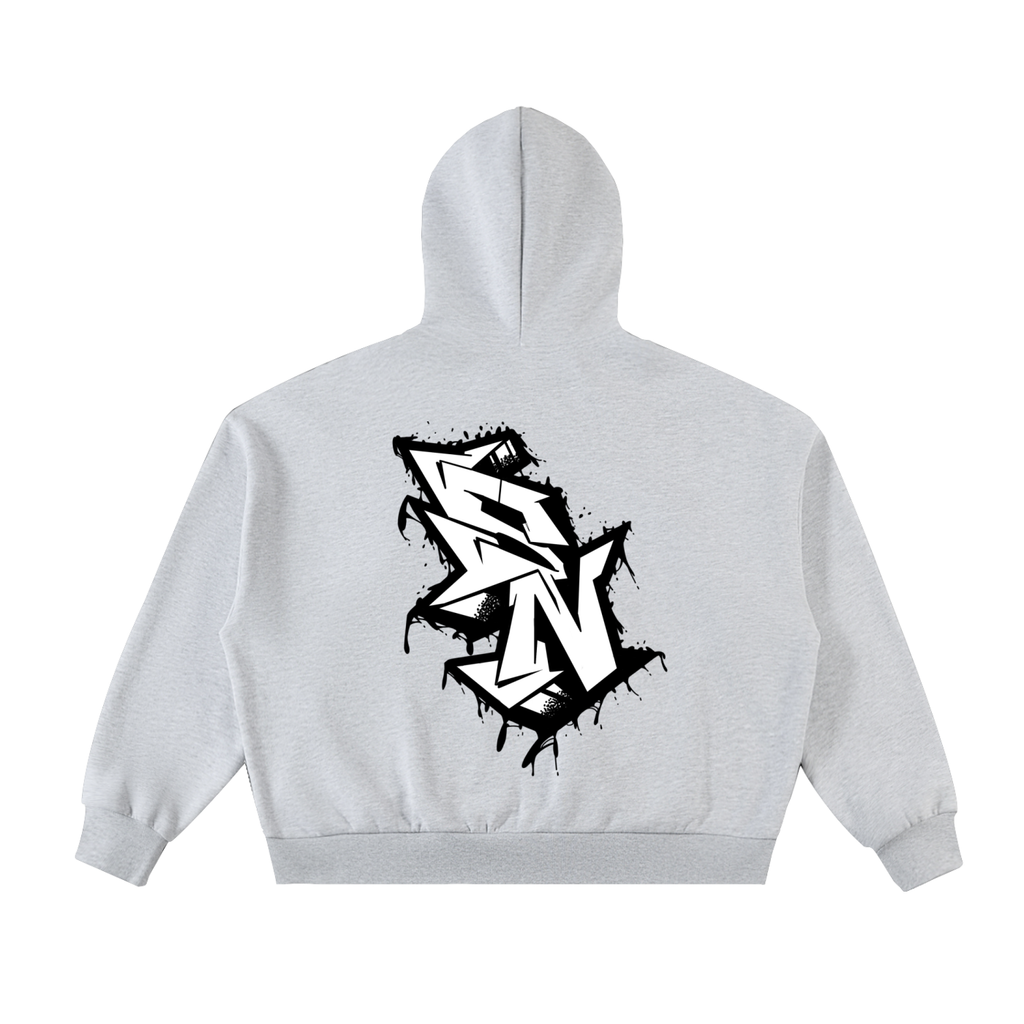 “SN Emblem” Fleeced Full-Zip Boxy Hoodie
