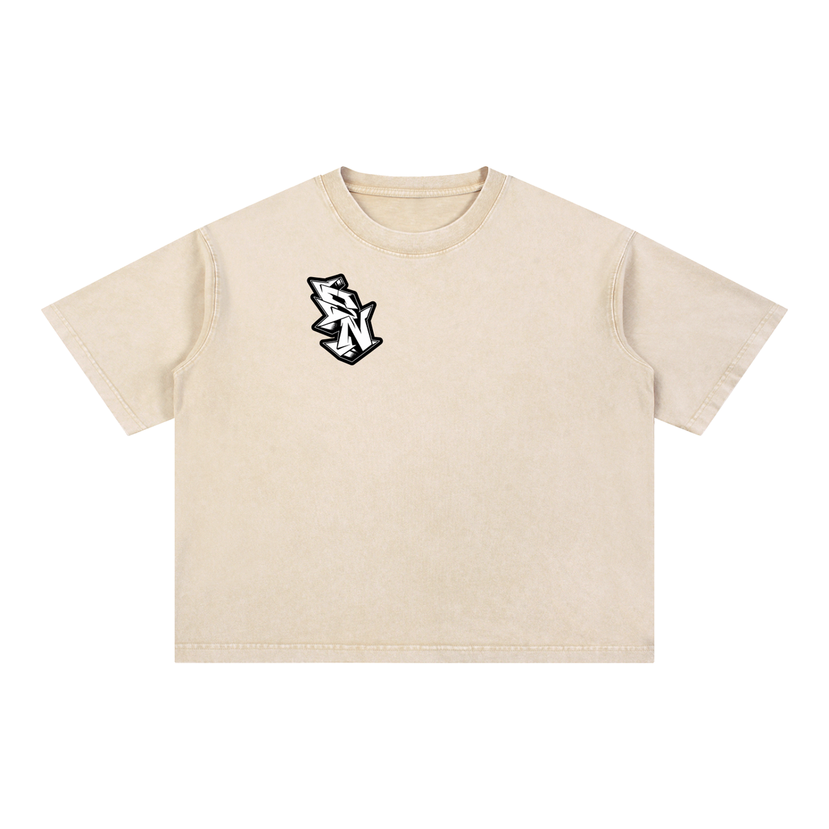 "Short North x SN Logo" Mineral Wash Boxy Cotton Tee