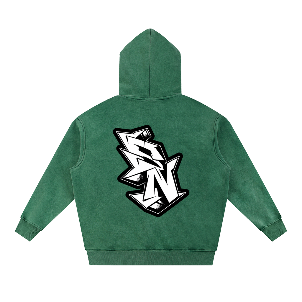 "Short North" Logo Snow Wash Fleece Oversize Hoodie