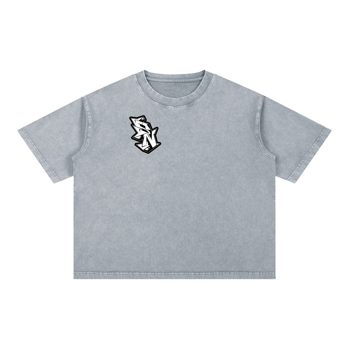 "Short North x SN Logo" Mineral Wash Boxy Cotton Tee