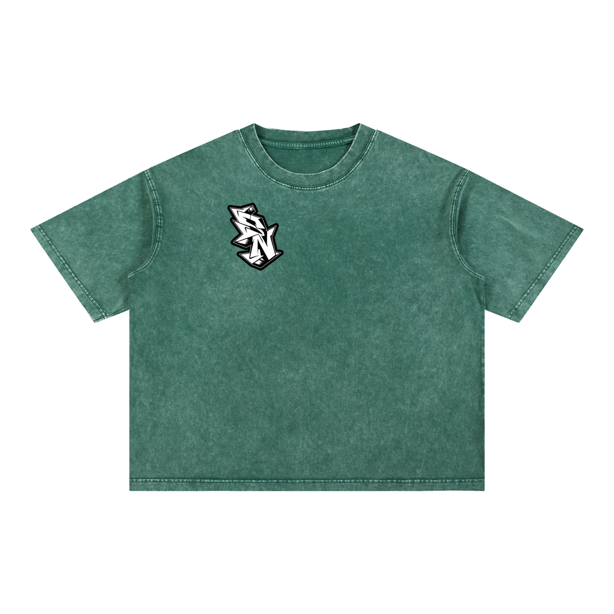 "Short North x SN Logo" Mineral Wash Boxy Cotton Tee