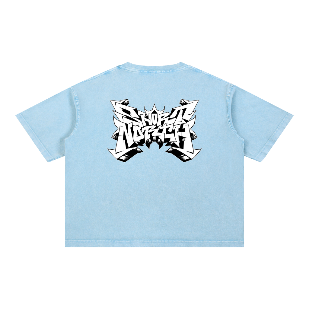 "Short North x SN Logo" Mineral Wash Boxy Cotton Tee
