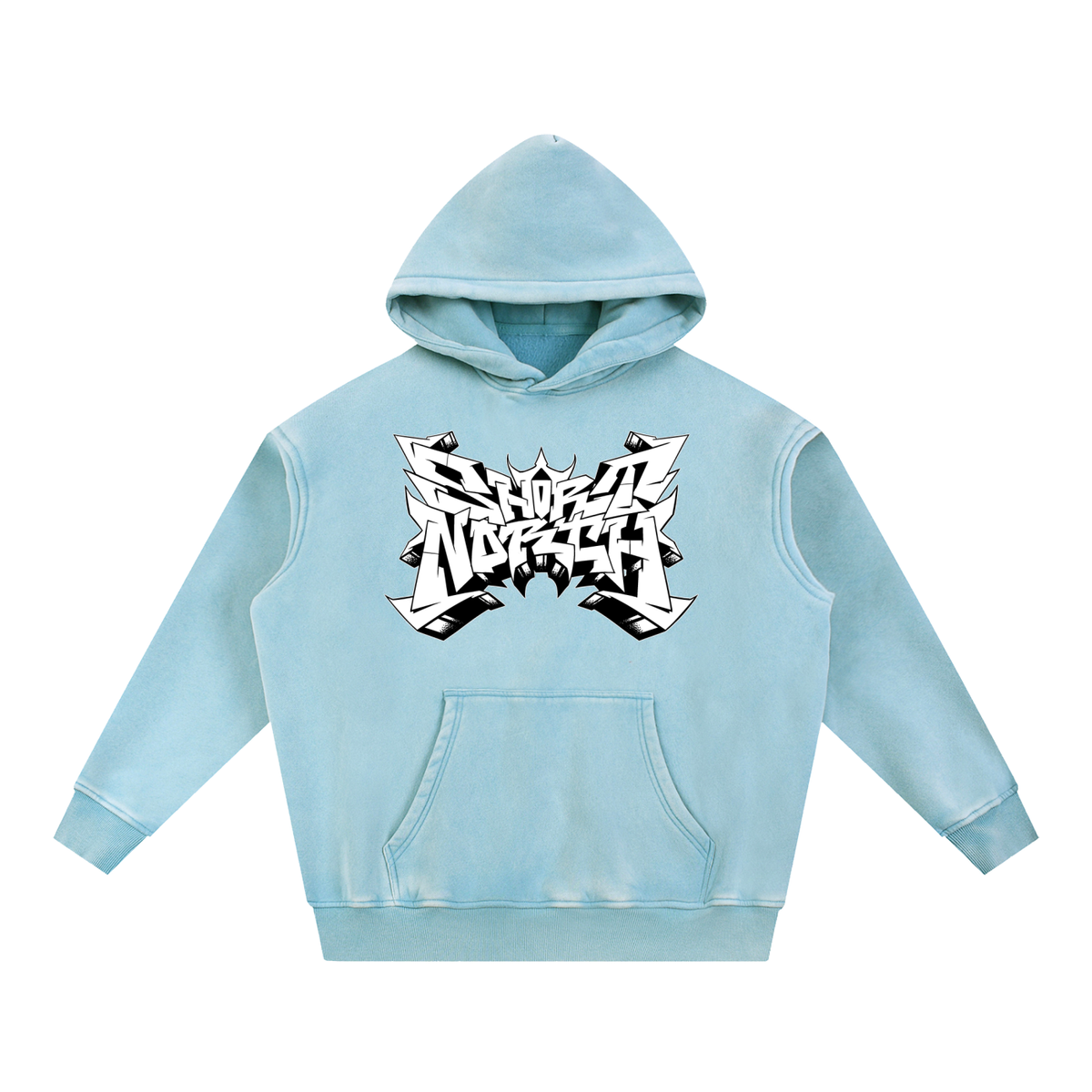 "Short North" Logo Snow Wash Fleece Oversize Hoodie
