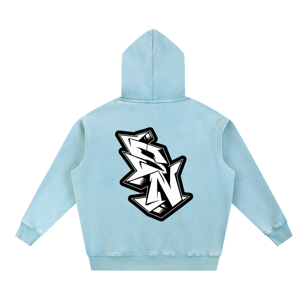 "Short North" Logo Snow Wash Fleece Oversize Hoodie