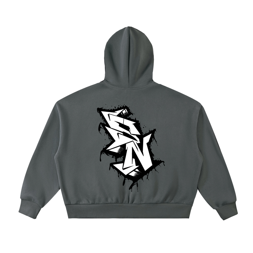 “SN Emblem” Fleeced Full-Zip Boxy Hoodie