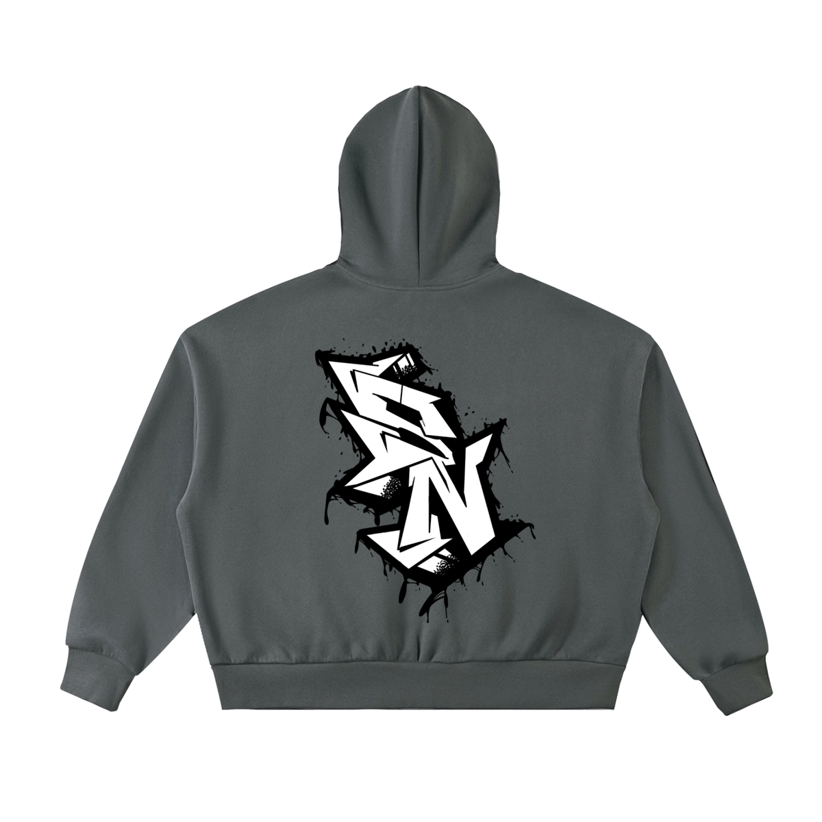 “SN Emblem” Fleeced Full-Zip Boxy Hoodie