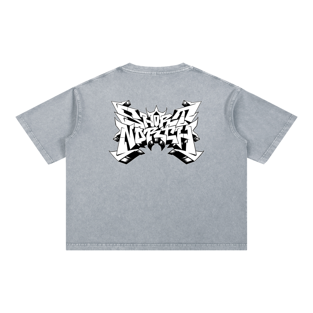 "Short North x SN Logo" Mineral Wash Boxy Cotton Tee
