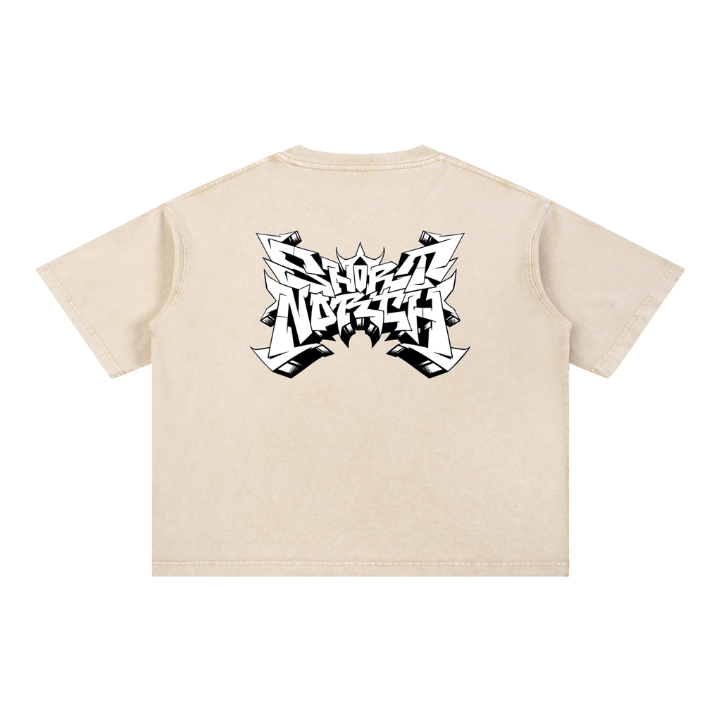"Short North x SN Logo" Mineral Wash Boxy Cotton Tee
