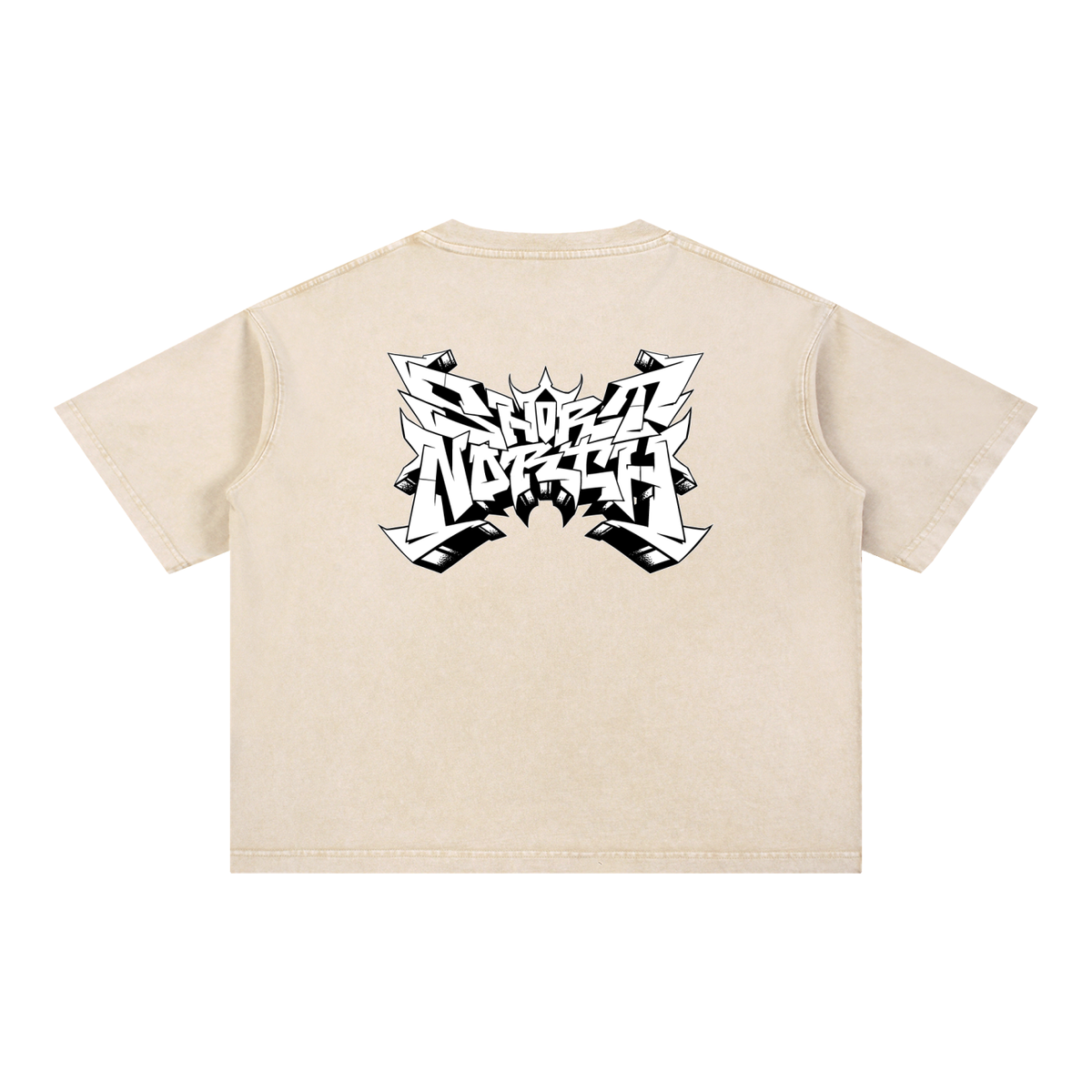 "Short North x SN Logo" Mineral Wash Boxy Cotton Tee