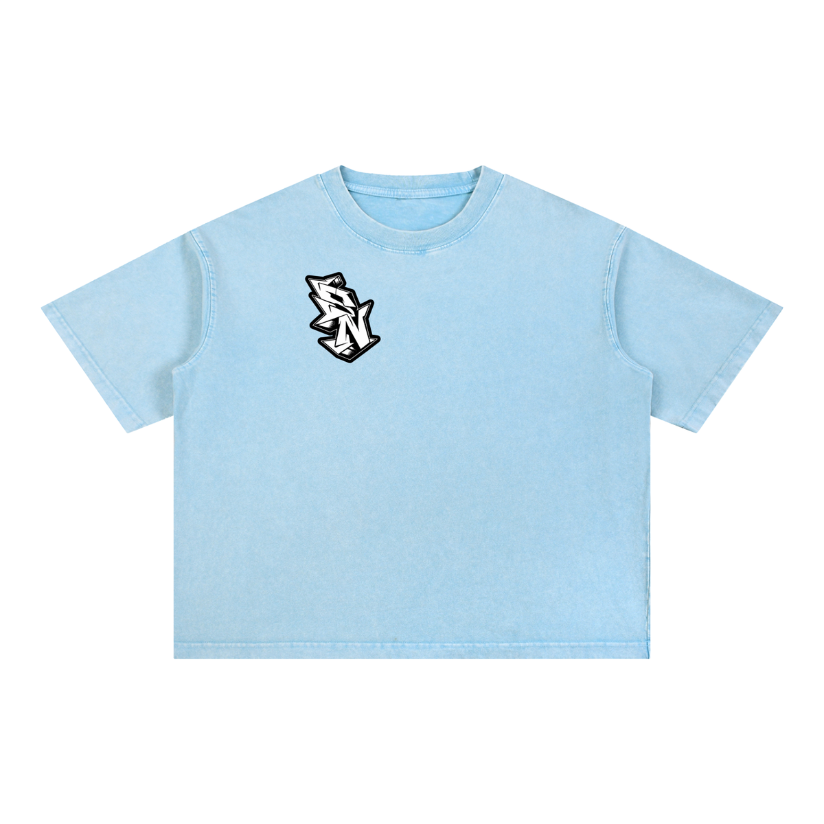 "Short North x SN Logo" Mineral Wash Boxy Cotton Tee