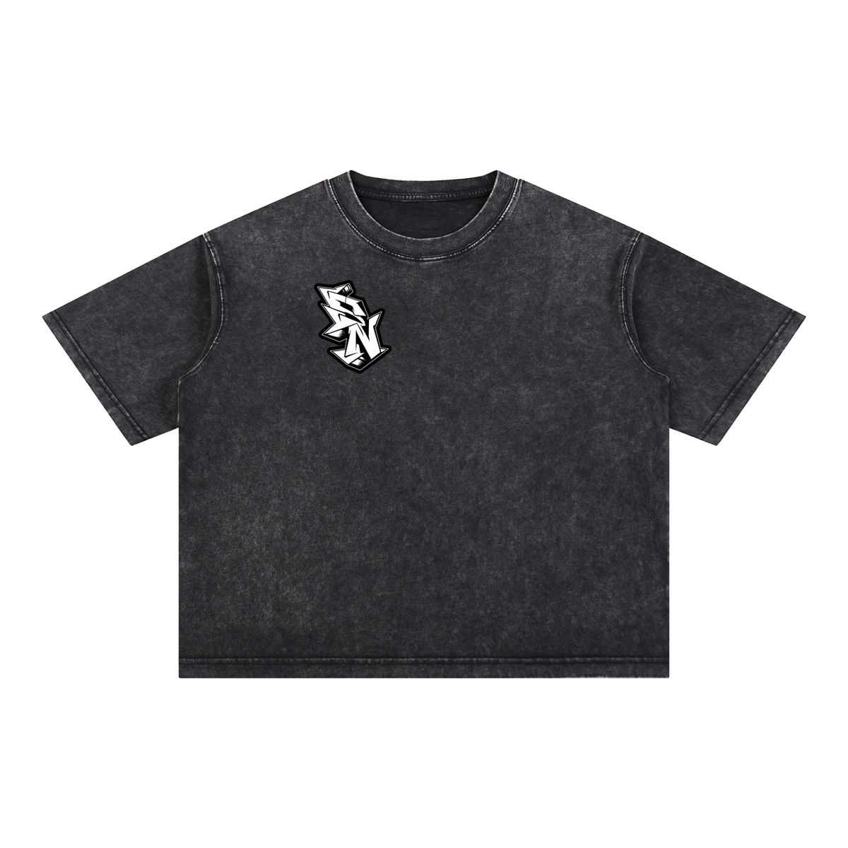 "Short North x SN Logo" Mineral Wash Boxy Cotton Tee