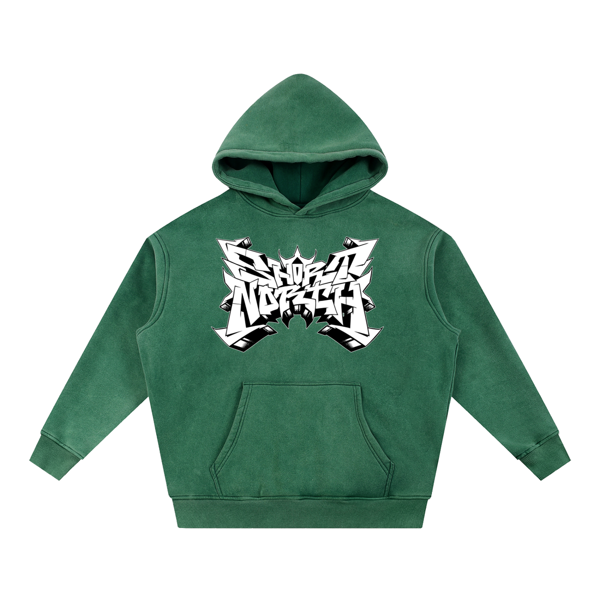 "Short North" Logo Snow Wash Fleece Oversize Hoodie
