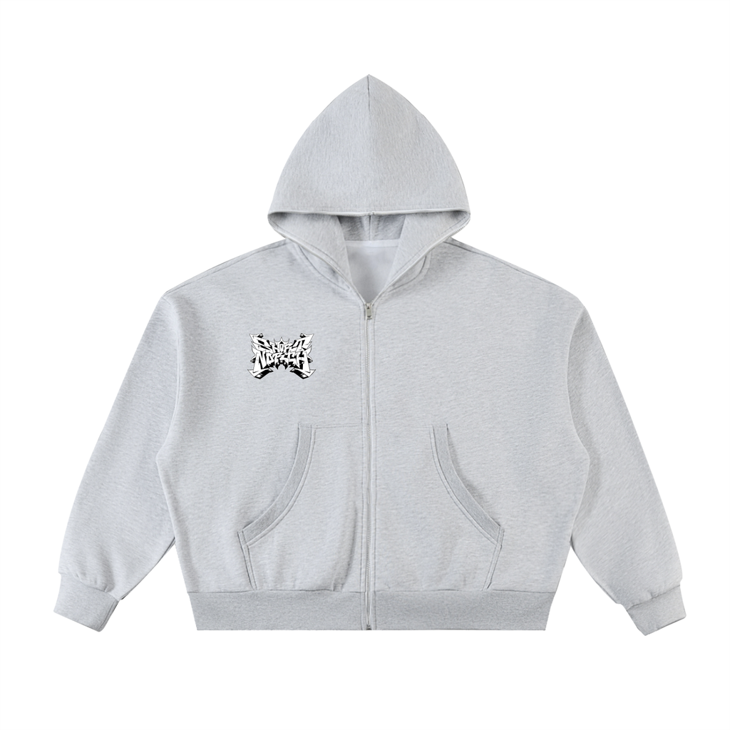 “SN Emblem” Fleeced Full-Zip Boxy Hoodie