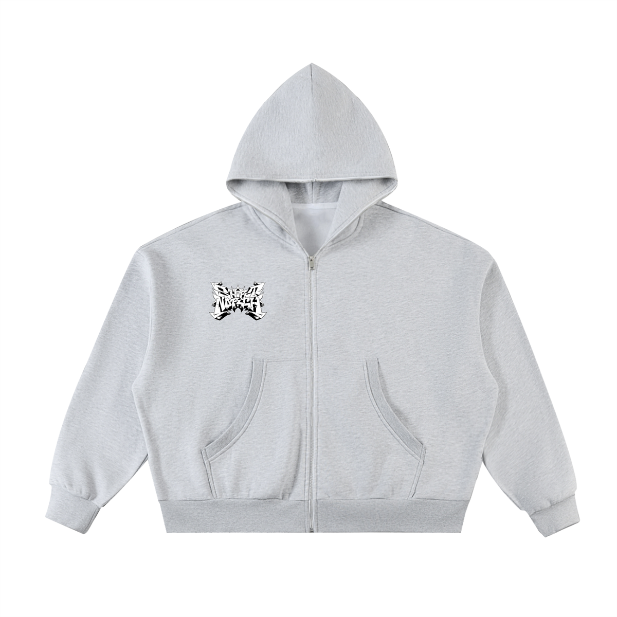 “SN Emblem” Fleeced Full-Zip Boxy Hoodie
